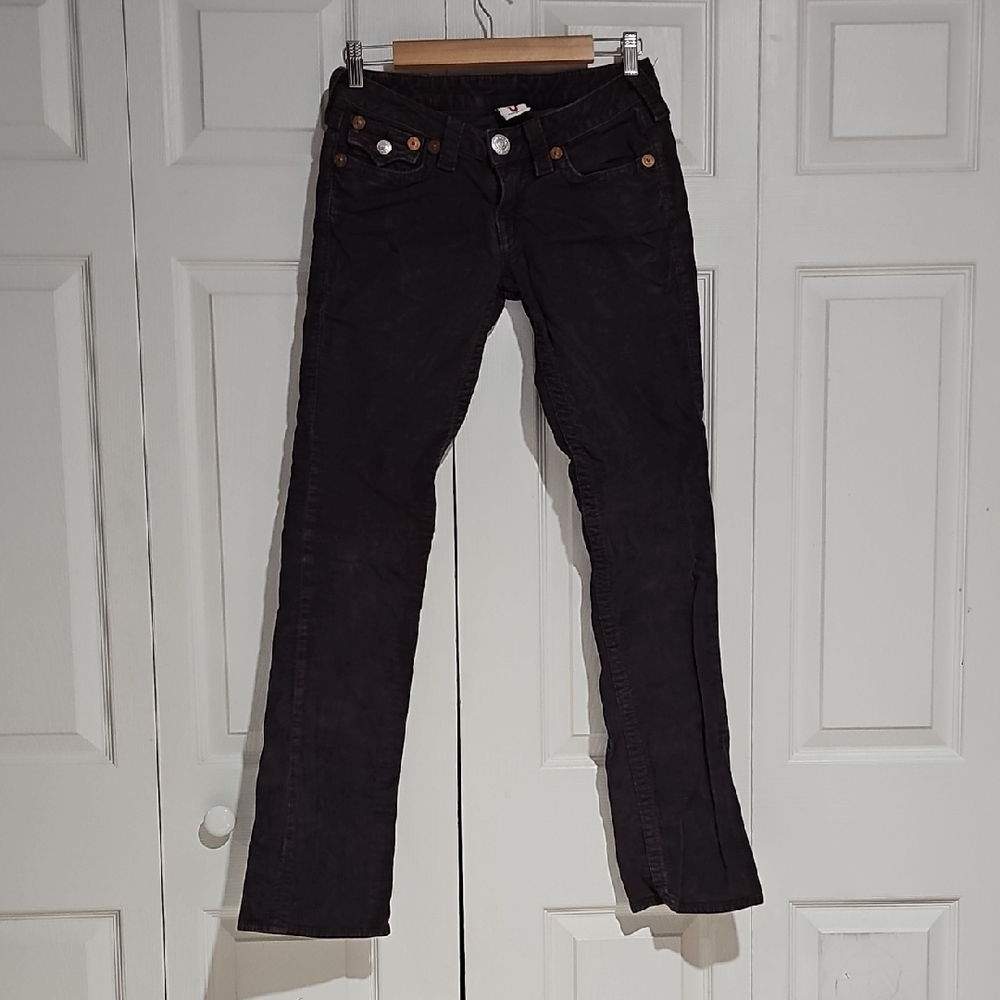 True Religion Dark Brown Corduroy Straight Leg Jeans | Made in USA | Size 27